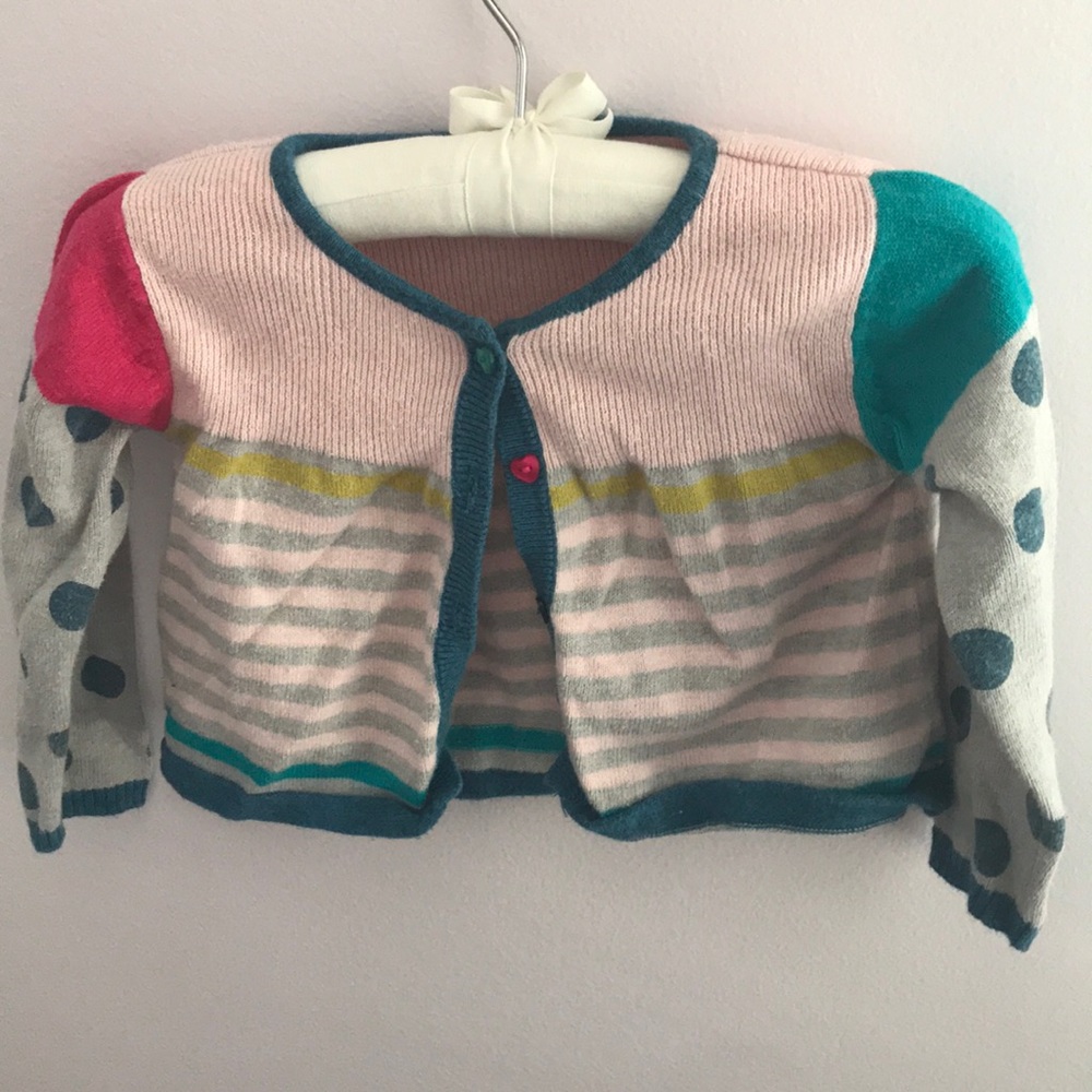 Catimini pink, gray and blue polka dots sweater